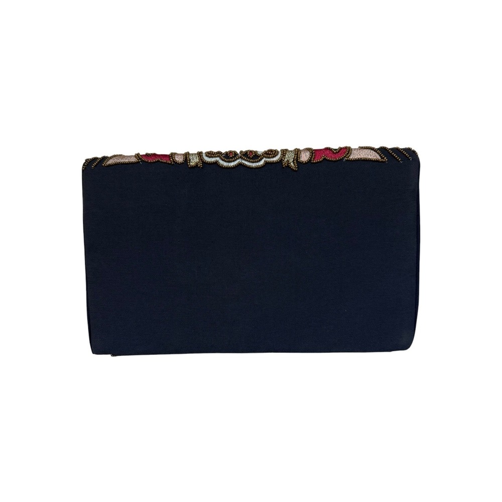 Francesca's Beaded Envelope Clutch Bag Boho Navy Multi - Picture 2 of 9